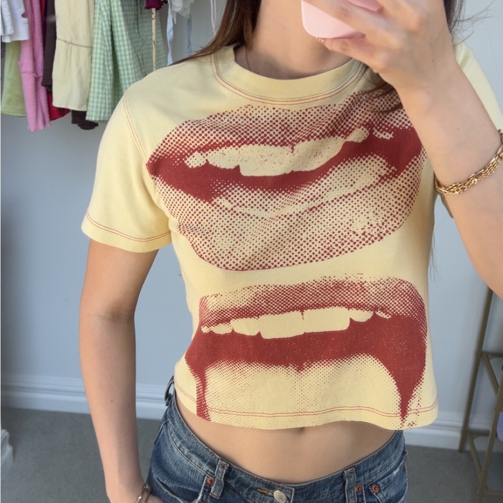 Urban Outfitters Graphic Print Yellow and Red Women's Top